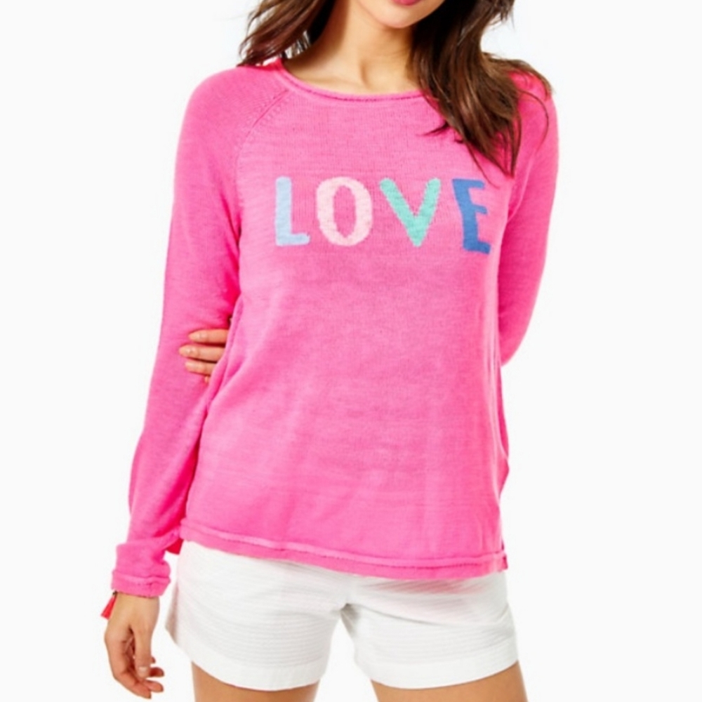 Lily Pulitzer Danette Pink Love Knit Sweater